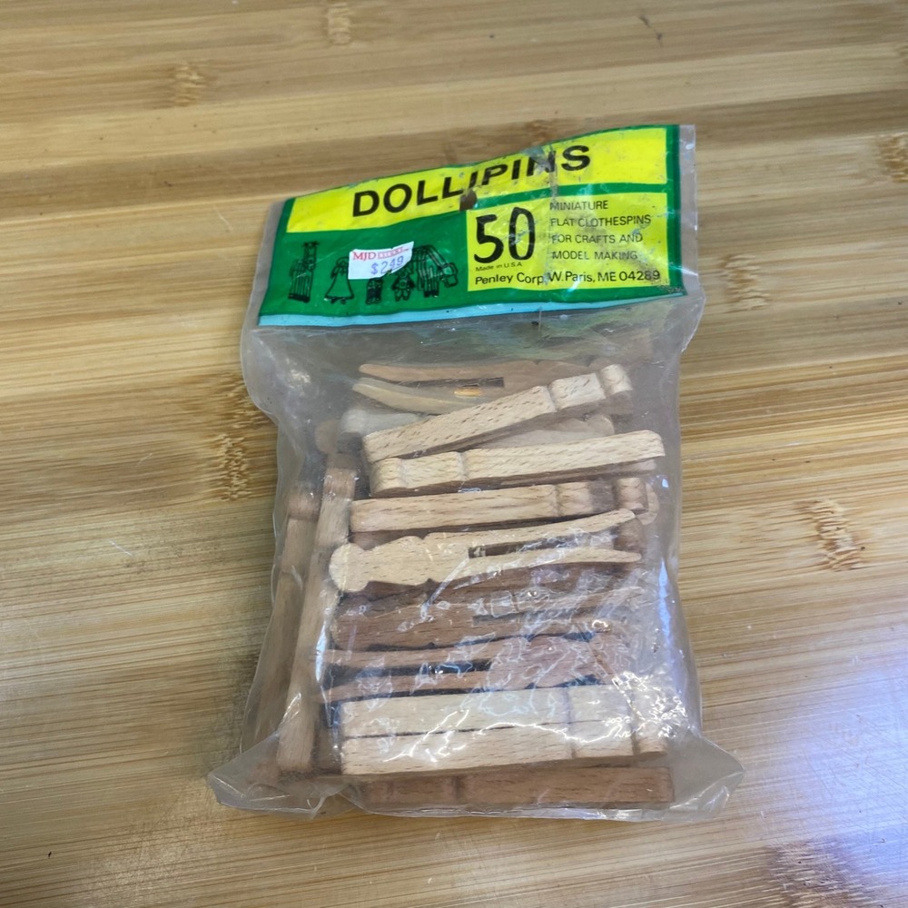 Penley Dollipins Miniature Wood Clothespins 50ct Natural Crafts Model Making